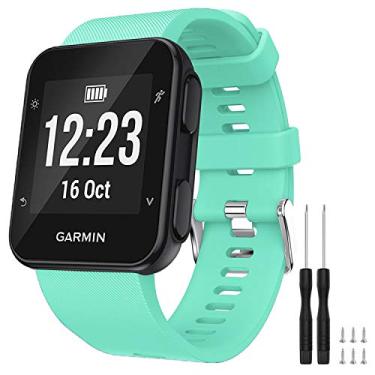 Imagem de Pulseira GVFM compatível com Garmin Forerunner 35, pulseira de relógio de substituição de silicone macio para relógio inteligente Garmin Forerunner 35, ajuste de pulso 130-230 mm, 1- Tea Green