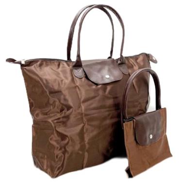 Imagem de Bolsa Sacola Dobrável Feminina Impermeável Resistente Viagem Avião