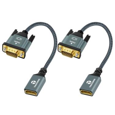 Imagem de Thsucords Cabo adaptador VGA para HDMI, pacote com 2 3 m, extensor de extensão HDMI fêmea para VGA macho para computador, desktop, laptop, PC, monitor, projetor, HDTV