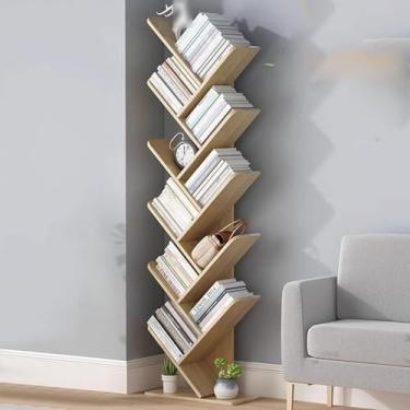 Imagem de Suporte para livros de árvore, organizador de livros para revistas, CDs, estante industrial independente para sala de estar, quarto, escritório em casa