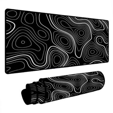 Imagem de Mouse Pad Gamer Deskpad Speed Extra Grande Profissional com Borda Costurada 80x40cm - Geométrico Preto e Branco