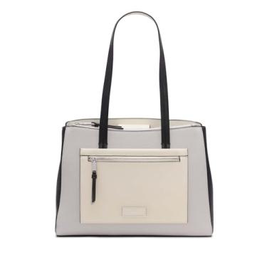 Imagem de Calvin Klein Bolsa feminina Hadley – 2 em 1, couro vegano, 5 bolsos, Preto/Querubim Branco/Pomba, One Size
