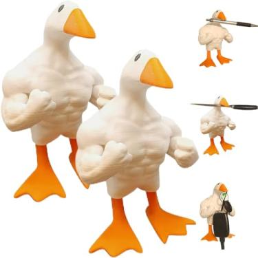 Imagem de Porta-chaves magnético de pato de ganso, porta-chaves exclusivo, estátua de ganso musculoso em pé, porta-chaves magnético de animais engraçados, porta-ferramentas magnéticas, acessórios de mesa