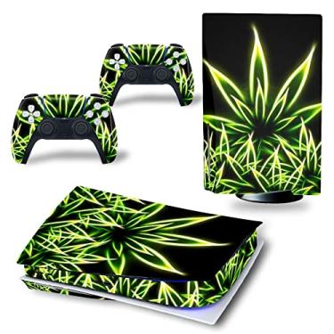 Imagem de UUShop Skin Sticker Decalque Capa para PS5 CD Disk Edition Console e Controladores Grama Brilhante Folha Verde
