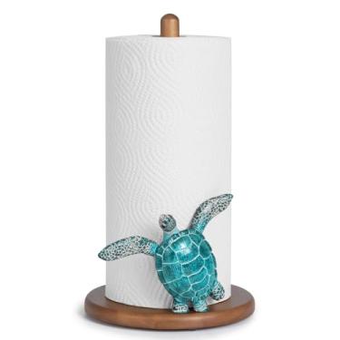 Imagem de Turtle Paper Towel Holder - Beach House Decor Cute Paper Towel Holder Wood, Coastal Decor for Home, Sea Turtle Gifts for Women Decorative Paper Towel Holder Stand Wooden Kitchen Countertop Ocean Decor