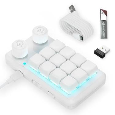 Imagem de LUKCOZMO Teclado Macro Pad Macro Teclado Programável Personalizado 12 Teclas Mini Teclado Mecânico Gaming Teclado com Uma Mão Bluetooth RGB OSU Micro Teclado Macropad Botão Receptor 2.4G e Cabo Tipo C