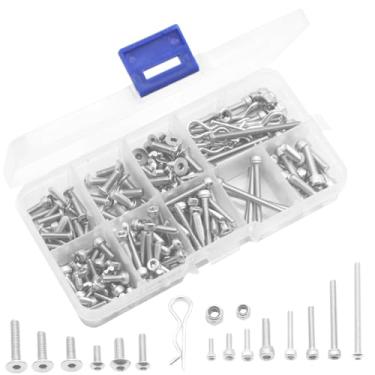 Imagem de 205PCS ShareGoo Stainless Steel M3 M4 Screws,Wheel Hexagon Nut, R Pin RC Screw Kit Compatible with Axial RC4WD Traxxas Slash 4x4 Short Truck Off-Road RC Car Truck