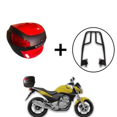 Imagem de Bauleto De 29 Litros Awa Proos + Bagageiro Cb300 Aço Maciço, Vermelho