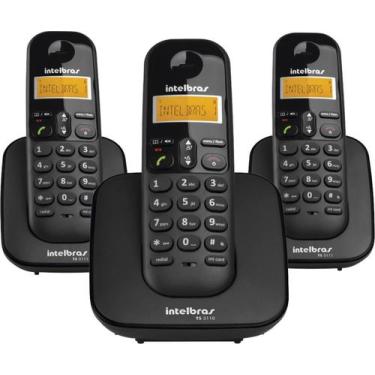 Imagem de Telefone Sem Fio C/ Identificador De Chamadas + 2 Ramais Ts3113 Preto 