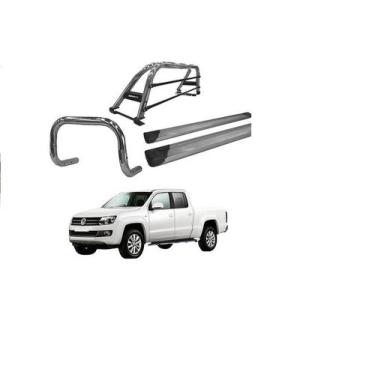 Imagem de Kit Quebra Mato estribo Plataf santo Amarok Cd Cromado - HOZZ