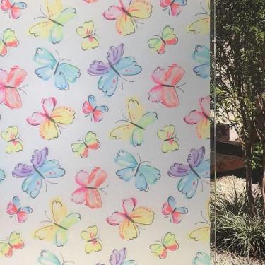 Imagem de Pelicula Adesivo Eletrostatica Vidro Borboleta Colorido - Open Star, B