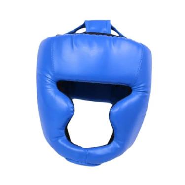 Imagem de oshhni Protetor de cabeça para boxe, macio, respirável, proteção profissional para a cabeça para sparring, luta livre, karatê, taekwondo, Crianças Azul