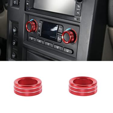 Imagem de Aluminum Alloy Interior Air Conditioner Switch Knob Ring Cover Trim for Hummer H2 2003-2007,AC Control Knob Cover Trim Accessories (Red)