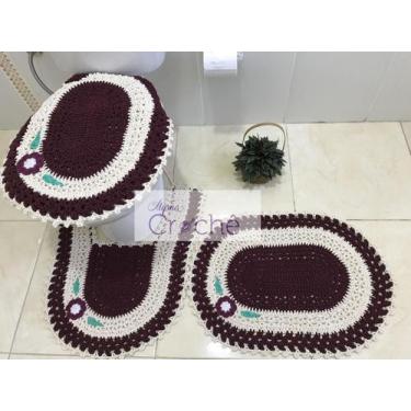 Imagem de Jogo de Banheiro Crochê Mesclado com Aplicação - Myrna Crochê, Bordo
