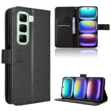 Imagem de Elubugod Capa de couro compatível com Infinix Hot 50 5G, capa flip de couro PU compatível com Infinix Hot 50 5G X6720 capa preta