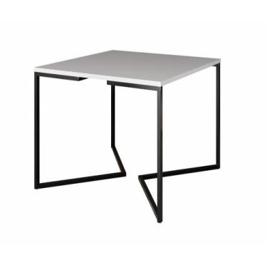 Imagem de Mesa Industrial Base De Ferro Preto em  V  Tampo 90x90 Branco - Impéri