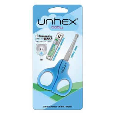 Imagem de Merheje Unhex Baby Kit  Tesoura + Cortador de Unhas Infantil Azul, Kit