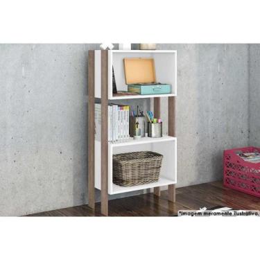 Imagem de Estante para Sala RT3092 c/ 2 Nichos Rustico/Branco - Movelbento