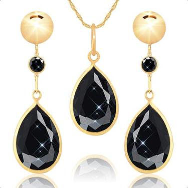 Imagem de Brinco E Pingente Em Ouro 18k Com Zircônia - Paulistana Joias, Negro