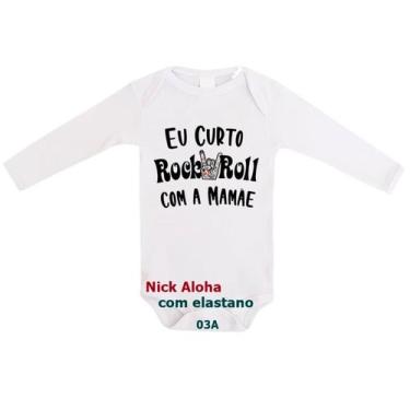 Imagem de body bebê manga longa eu curto rock roll com a mamãe cód 03A - nick al