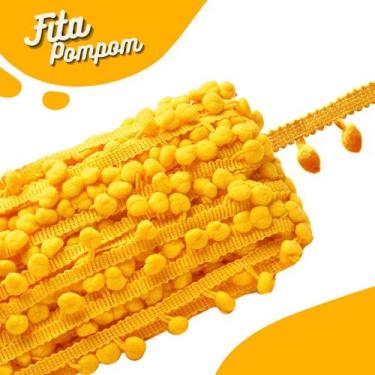 Imagem de Fita Pompom Amarelo Ouro 30mm Rolo Com 25 Metros - Nybc
