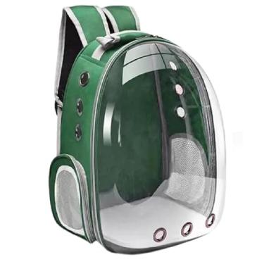 Imagem de Mochila De Transporte Para Pets Gato Cachorro Com Ventilação Transparente Visão Panorâmica Bolsa Passeio Animal De Estimação Astronauta Portátil (verde)