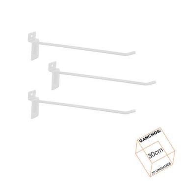 Imagem de Gancho Para Painel Canaletado 30cm Branco Kit 20 Unidades - LM Balcoes