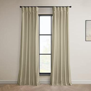 Imagem de HPD Half Price Drapes Cortinas de veludo de pelúcia Heritage para quarto e sala de estar 50 x 120, VPYC-198602-120 (1 painel) Macchiato Bege