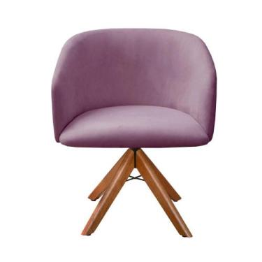 Imagem de Poltrona Decorativa Atenas Cadeira Giratória Pé Madeira - Bella Decor,