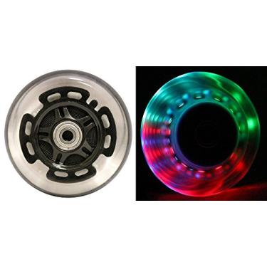 Imagem de L.E.D. Rodas de scooter com rolamentos ABEC 9 para Razor Scooters 100 mm Light Up Pacote com 2 (Preto)