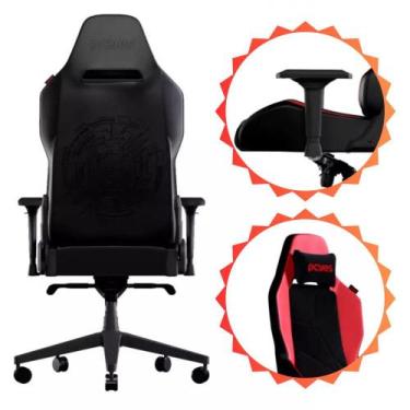 Imagem de Cadeira Gamer Ergonômica Sentinel Red Magma Com Base de Metal Apoio  d