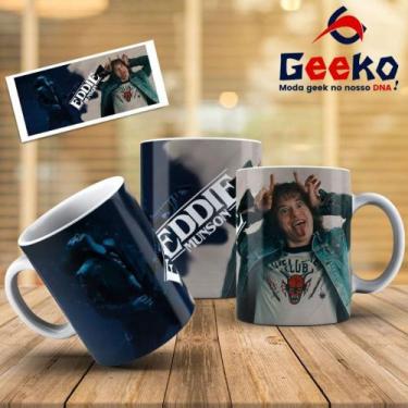 Imagem de Caneca Eddie Munson Stranger Things HellFire Club Geeko, Branco, 325ml