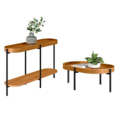 Imagem de Kit Aparador para Sala e Mesa de Centro Arredondada Mônica - Linea Bra