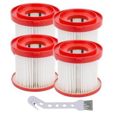Imagem de 4 pacotes de substituição de filtro HEPA 49-90-1900 compatível com aspirador de pó Milwaukee sem fio M18 2 galões, aspirador úmido/seco, modelo # 0880-20 0780-20