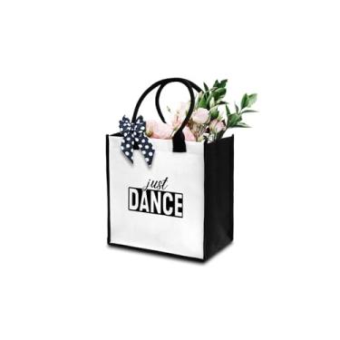 Imagem de Sacola de dança para mulheres, sacola Just Dance, sacola de lona para fazer compras, sacola de presente para amantes de dança com fita, sacola de praia estética presentes para mulheres, professoras,