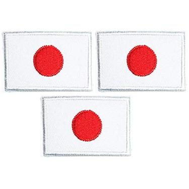 Imagem de Umama Conjunto de 3 mini bandeiras, 3,9 x 4,5 cm, bandeira do Japão, bordada, aplique de ferro no aplicativo, remendos da bandeira do Japão, artesanato, decoração, roupas, jeans, camiseta, chapéu,