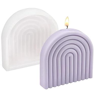 Imagem de Molde de vela de arco arco-íris, molde de silicone listrado em forma de U, moldes de resina arquitetônica abstrata para bandeja de sabonete, vela artesanal, barra de loção, bomba de banho, decoração