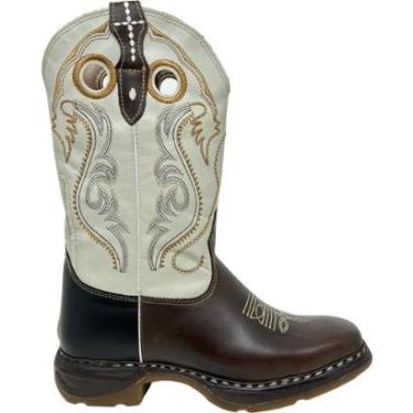 Imagem de Bota Country Masculina Texana em Couro Cano Alto Bico Quadrado Solado Conforto Jump Western Oliveira-Masculino