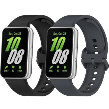 Imagem de SZBAMI Pacote com 2 pulseiras de relógio compatíveis com Samsung Galaxy Fit 3, pulseiras de substituição de silicone macio, acessórios para Samsung Galaxy Fit 3 para mulheres e homens