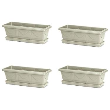 Imagem de 4 Vaso Jardineira Floreira Horta Romana Mármore 50cm + Prato - NUTRIPL