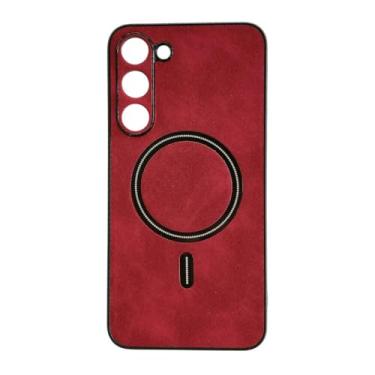 Imagem de Capa capinha protetora em tecido e silicone compatível com a tecnologia de carregamento por aproximação sem fio Para o Samsung Galaxy S24 Plus Tela 6.7 - Cor: Vermelho