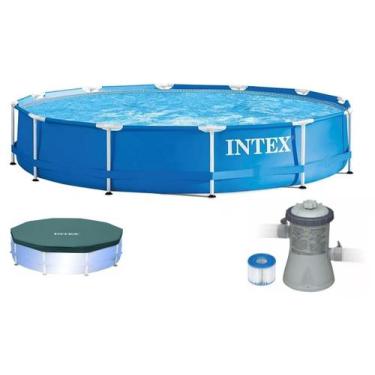 Imagem de Piscina Intex 5000 litros estrutural com Bomba Filtro 110v e CAPA