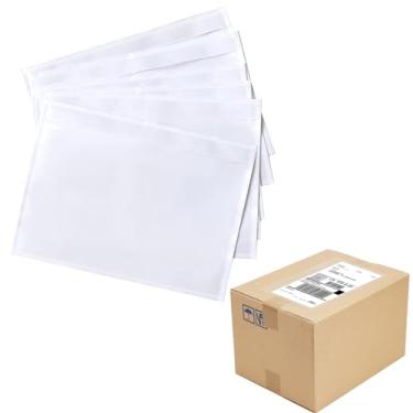 Imagem de Sacos de envelopes autoadesivos transparentes de 19 cm x 14 cm com lista de embalagem/etiqueta de envio, 100 Pack