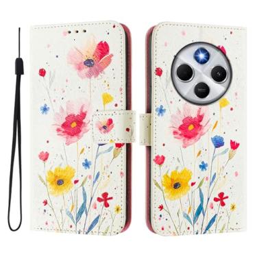 Imagem de Capa carteira para Xiaomi Poco C75, 3 compartimentos para cartão, 1 compartimento para dinheiro, capa flip de couro PU com padrão fofo, capa com fivela magnética à prova de choque, compatível com sem