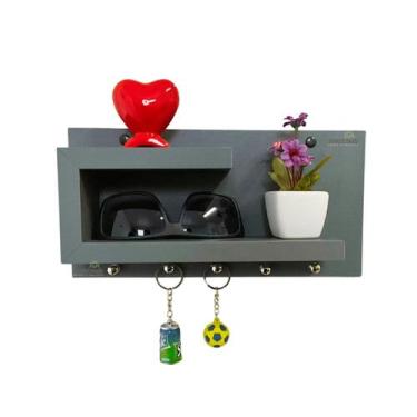 Imagem de Porta Chave de Parede MDF Organizador Com Suporte Para Carteira e Ocul