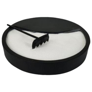 Imagem de Jardim Zen Redondo De Resina Com Rastelo E Areia Branca - DECORE CASA