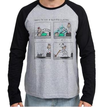Imagem de Camiseta Manga Longa blusa Desfibrilador  - Empório Dutra, P  adulto