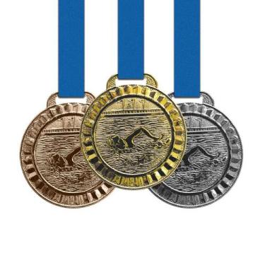 Imagem de 70 Medalhas Natação Metal 44mm Ouro Prata Bronze - Gedeval