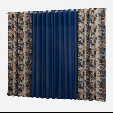 Imagem de Cortina 03 Metros Para Sala Quarto Estampada Floratta Luxo - Dennis Co