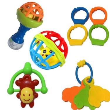 Imagem de Chocalho para Bebe Mordedor Brinquedo Infantil Educativo Bebê 8 Peças 